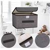 AURMOO 22L Scatole per Armadio, Contenitori con Maniglie, Organizzatori per Vestiti e Giocattoli, Tessuto non tessuto, Pieghevole(L37.5xW24.5xH24.5cm, Grigio, 2 Pezzi)