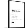 JUNOMI® Cornice portafoto 20 x 30 cm, alluminio nero opaco elegante - profilo slim, vetro acrilico antiurto, appendiatura orizzontale e verticale