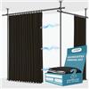 Jilron Set di aste per tende JILRON senza bisogno di forare, ideale per appartamenti in affitto e camere da letto (2 tende nere: A 243 x L 270 cm, asta: A 109-305 x L 182-508 cm)