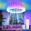 GLOFAN 46cm Ventilatore da Soffitto con Luce e Telecomando, 6 Velocità Silenzioso Lampadario con Ventilatore da Soffitto, Timer, 3000k-6500k & RGB Plafoniera Ventilatore per Camera da Letto Soggiorno