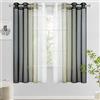 Woaboy 2 Pezzi Tende Voile Semi Trasparenti con Occhielli Tende Verticali Sfumate Poliestere Moderne Eleganti per Finestra Soggiorno Camera da Letto Balcone 140x175cm Nero