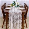 YEAMLTE Runner da Tavolo in Pizzo da Sposa, 75*300 CM Vintage Fiori Ricamato in Pizzo Overlay, Boho Decorazioni per la Tavola Nuziale, per Banchetti Nuziali e Giardini Estivi All'aperto (Bianco)