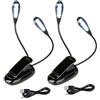 SUAVER Lampada da Lettura Doppia Testa,8LED Luce da Lettura,Luce leggio con luminosità a 2 Livelli,Portatile Lampada Luce Libro con Clip per Studio,Letto,Viaggi (2pack)