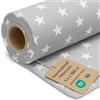 Amazinggirl Tessuto al metro cotone 1M x 160 cm - Tessuti e stoffe per cucito creativo decorazione e fai da te Stoffa ideali per abbigliamento arredamento Oeko-Tex Stelle bianche su grigio