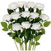 Mocoosy 12 Pezzi Rose Fiori Artificiali,Bianco Rose Falso di Seta Fiori con stelo per Bouquet da Sposa da Sposa centrotavola,artificiali rose fiori finte per decorazioni per la casa festa fai da te