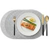 Komforbaa Tovaglietta Lavabili 38x38cm, sottopiatti Individuali Set da 4 pezzi, Resistenti al Calore tovagliette colazione Argento