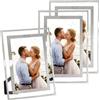Zuxbolf 3 Pz Foto Cornice in Vetro,Portafoto da Tavolo 10x15 cm Argento,Cornice per Foto Trasparente per Matrimonio,Soggiorno,Casa