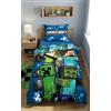 Halantex MINECRAFT Set di biancheria da letto STEVE ALEX CREEPER ZOMBIE - Copripiumino Reversibile 140 x 200 cm + UNA Federa 70x90cm - 100% Poliestere Ottima Qualita' - Colore Blu
