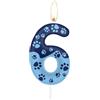 mciskin Candela per il 6° compleanno con zampa di cane blu, decorazioni per torta con zampa di cane, candela blu numero 6 per torta, candele per cupcake per ragazzi e ragazze, decorazioni per 6°