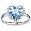Bestyle Anello Donna Argento 925 Regolabile con Pietra Acquamarina Marzo, Anello Regolabile con Pietra Portafortuna Cuore Anello Argento 925 Donna, Confezione Regalo