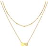 U7 Collana Donna Lettera D e Cuore a Catenina Doppio Strato in Acciaio Inossidabile Collana Iniziale D Placcato Oro 14KRegalo per Donna Ragazza Compleanno Natale
