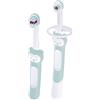 MAM Learn to Brush - Set di spazzolini da denti per bambini con manico lungo da tenere insieme, per allenare la pulizia dei denti, dai 5 mesi in su, turchese, 1 pezzo (1 pezzo)