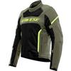 Dainese - Air Frame 3 Tex Jacket, Giacca da Moto Estiva in Tessuto, con Fodera Antivento, Verde militare/Nero/Giallo fluo, 44