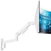 ARES WING Supporto da parete con molla a gas completamente regolabile per monitor per schermi LED/LCD/TV da 17-49 pollici fino a 20 kg, inclinabile, girevole e ruotabile, VESA 75/100 mm, nero