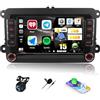 CAMECHO 2+64G CAMECHO Android 15 Carplay Autoradio per VW Golf 5 6 Polo 5 T5 Skoda Passat B6 B7 Seat, Navigatore Wireless Android Auto, 7 Radio per Golf 5 WiFi Bluetooth Mirror Link FM/RDS + Telecamera
