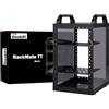GeeekPi DeskPi RackMate TT - Mini armadietto per mini PC, profondità 200 mm, con 2 scomparti per scaffali da 0,5U, per NAS, AV e tecnologia di rete (nero)