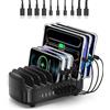ORICO 120W Stazione di Ricarica Per Pi¨´ Dispositivi, Nuovo Aggiornamento 10 Porte Stazione di Ricarica USB con Ventola di Raffreddamento, Compatibile con iPhone,iPad,Telefoni Android e Tablet