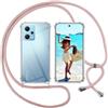 ISOI Cover con Cordino per Xiaomi Redmi Note 12 5G, Custodia Trasparente con Collana Tracolla Laccio Collo Ultra Sottile Morbido TPU Silicone Antiurto AntiGraffio Case, Rosa