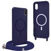 YFSYLL Magnetica Cover per iPhone XS Max con Cordino,Compatibile con MagSafe,Silicone Case con Regolabile Cordino da Collo Nylon Catena Collana Tracolla - Blu