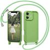 Coiwxmoi Cover per iPhone 11 6,1 con Cordino, Custodia con Laccio Collana Tracolla Regolabile Sottile Silicone Morbido TPU Bumper Antiurto AntiGraffio Protettiva Case per iPhone 11, Verde