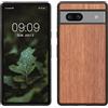 kwmobile Custodia Compatibile con Google Pixel 7a Cover - Protezione in Legno per Smartphone - Back Case con Bumper in Silicone TPU - Natura Mogano