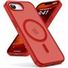 Oududianzi-Cover per iPhone 16e/17e Compatibile con MagSafe, Custodia Traslucida Posteriore PC Silicone TPU Bumper, Protezione Della Fotocamera, Cover Militare Antiurto Anti-Impronte-Bright Red