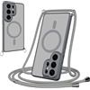 Pnakqil Cover Magnetica con Cordino per Samsung Galaxy S26 Ultra, Compatibile con MagSafe, Sottile con Laccio Collana Tracolla Regolabile AntiGraffio Case con Collana-Grey