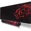 excovip Tappetino per mouse XL antiscivolo, tappetino per mouse in tessuto liscio, superficie della tastiera, per computer, bordi stitched, colore nero e rosso, 800 x 300 x 2 mm, 9192