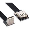 NFHK Up Angled USB 2.0 Type-A Male to Female Extension Data Flat Slim FPC Cable for FPV & Disk & Scanner & Printer 100CM