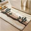 DEXI Tappeto Bagno 60 x 110 cm, Tappeti Bagno Antiscivolo Assorbente, Lavabile in Lavatrice, Tappetino Morbido per Doccia, Vasca, Beige con motivo cactus