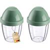 Westmark 2 Bicchieri/Shaker per mescolare e agitare con disco di miscelazione rimovibile, 0,25 l, 12,8 cm, Senza BPA - Uovo per mescolare, Trasparente/Verde menta, 308922EM