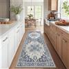 GENIMO - Tappeto Vintage 80x200cm - Antiscivolo, Resistente, Facile da Pulire - Per Corridoio, Camera da Letto - Blu Navy