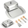 Weikeya Contenitore Per Burro E Formaggio In Acciaio Inox - 19x12,5cm Con Coperchio - Porta Pranzo