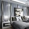 Qihang non-woven Flocking Simple curve Style Wallpaper roll nero & grigio colore