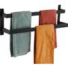 KOKOSIRI Portasciugamani Nero Porta asciugamani 24 pollici Bagno 2-Tiers Scala Portasciugamani A Parete Asciugamani Scaffali Rack Acciaio Inox B5008BK-L24