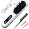KUWUNG Spazzola Lisciante per Capelli, Spazzola Lisciante Senza Fili, Spazzola Capelli Ricaricabile Elettrica Portatile per Capelli Corti con 3 Livelli di Calore e Display LED