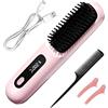 KUWUNG Spazzola Lisciante per Capelli, Spazzola Lisciante Senza Fili, Spazzola Capelli Ricaricabile Elettrica Portatile per Capelli Corti con 3 Livelli di Calore e Display LED