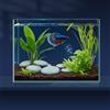 LAQUAL Kit acquario da 7.6 L con rete, sifone per acqua & 2 panni pulizia, vetro cristallino, piccolo acquario per Betta & pesci rossi, bella decorazione casa