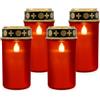 Relaxdays LED Candele da Tomba, Set da 4, Fiamma tremolante, a Batteria, Impermeabili, Rossi