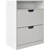 Relaxdays Scarpiera con ripiano, HLP: 102x80x24 cm, per 12 Paia, 2 Ante ribaltabili, Ingresso