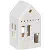 Relaxdays Casetta Portacandele in Ceramica, Casa Luminosa Porta-Tealight, per 1 Candelina, HLP: 12 x 7 x 6 cm, Bianco