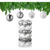 Relaxdays Palline di Natale, Set 30 Palle Albero, Addobbi Natalizi, Sfere D: 6 cm, Plastica Infrangibile, Argento Bianco