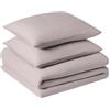 Amazon Basics Set Copripiumino Una Piazza e Mezza in Microfibra Prelavata,Extra Morbido con Effetto Naturale Arricciato,Non Necessita Stiratura,Copripiumino da 200x200 cm e 2 Federe da 50x80 cm,Viola