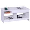 Relaxdays Tavolino elevabile, HLP: 50x110x50 cm, tavolino da salotto con spazio contenitivo, bianco
