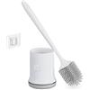 Relaxdays Scopino Bagno WC, Portascopino da Parete, Spazzola con Contenitore in Plastica, Set da Toilette, Bianco Grigio, 41x11 cm