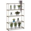 Relaxdays Scaffale Porta Piante a 5 Ripiani Portapiante in Vaso, Fiori, Mobile Metallo e Plastica, 140x91x28 cm, Marrone