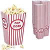 Relaxdays Sacchetti per Popcorn, Set da 72, a Righe, Feste Compleanno Tema Cinema, Box Contenitore Cartone, Rosso Bianco, 16 x 10,5 x 10,5 cm