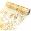 Ohanniewa Runner da tavola dorato 28 cm x 9,1 m con glitter metallizzati in lamina d'oro a rete, rotolo decorazione da tavolo per matrimoni, compleanni, banchetti, Natale