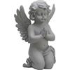 Relaxdays Angelo funerario pregante, poliresina, Resistente a intemperie, Gelo e UV, HxLxP:36x22,5x18 cm, Grigio
