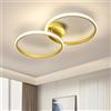Toolight Plafoniera LED Soffitto, Lampada da Soffitto Camera, Lampadario Soffitto Rotondo, 42W 4500K Luce Neutra, 2 Cerchi Alluminio Oro, per Soggiorno Cucina Camera Ingresso Studio, Ø55cm